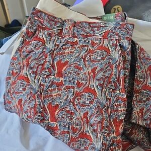 J. Crew Red and Blue Paisley Pants